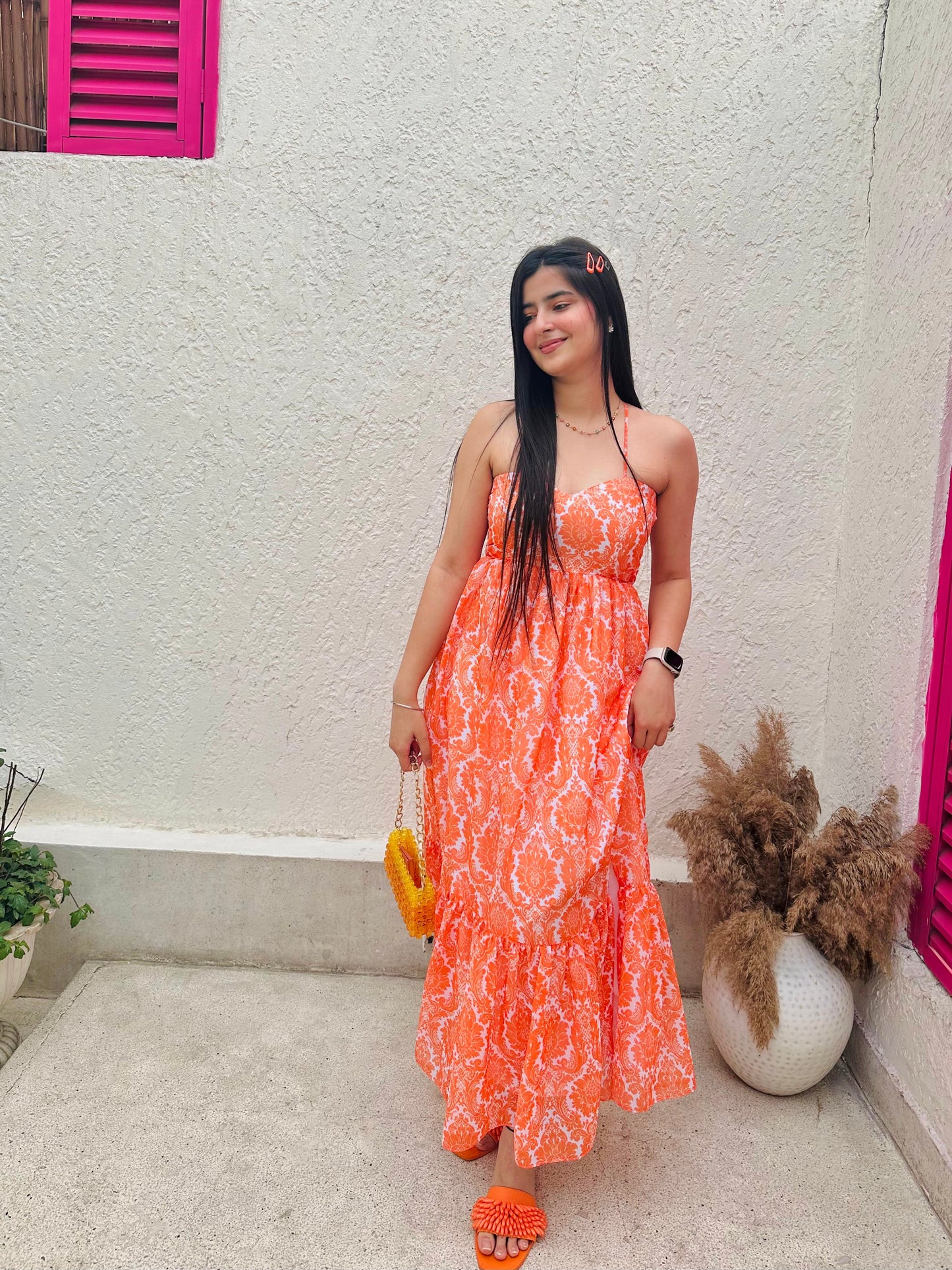 Apricot aura maxi dress