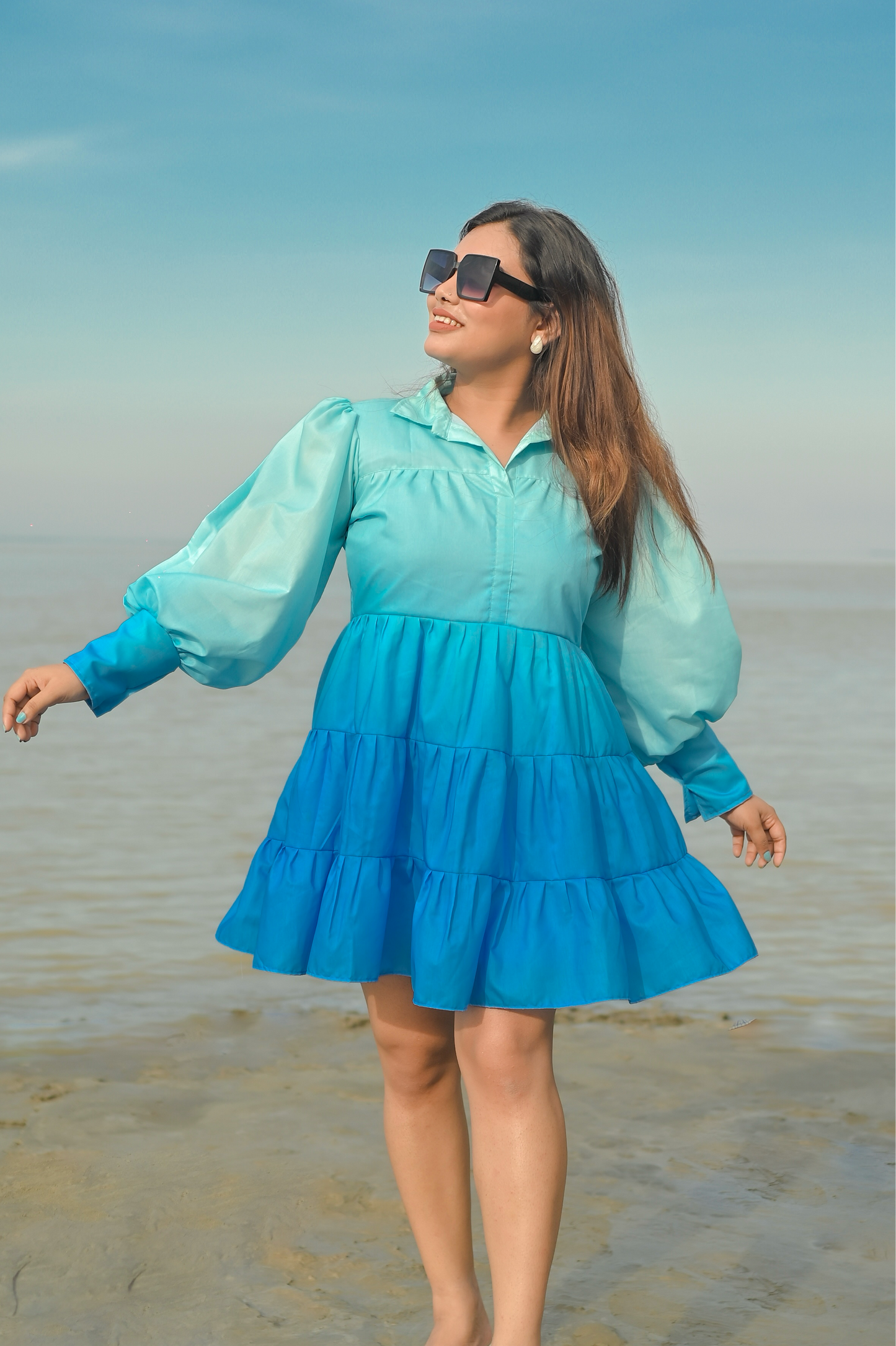 Ombré shirt dress - BLUE