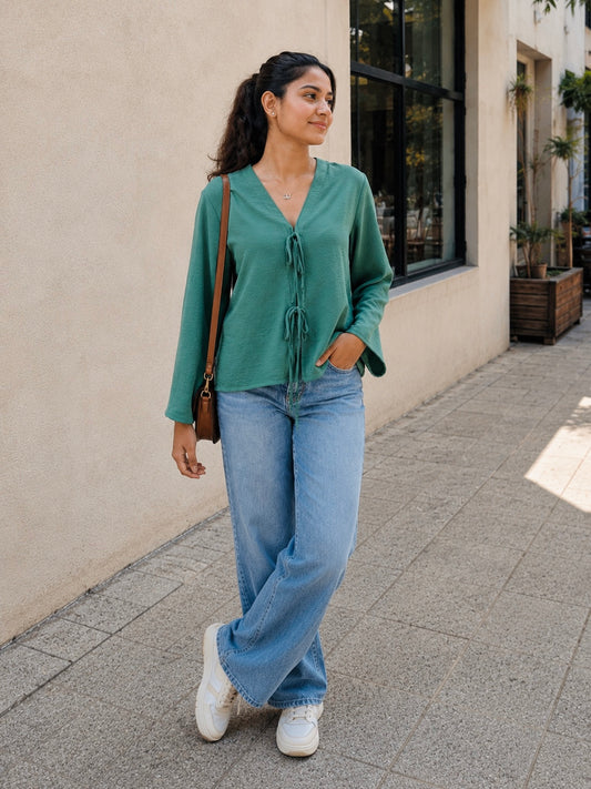 Sage Tie Up Top